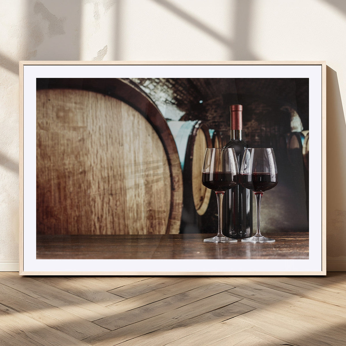 Wine and Barrel Wall Art Canvas Print