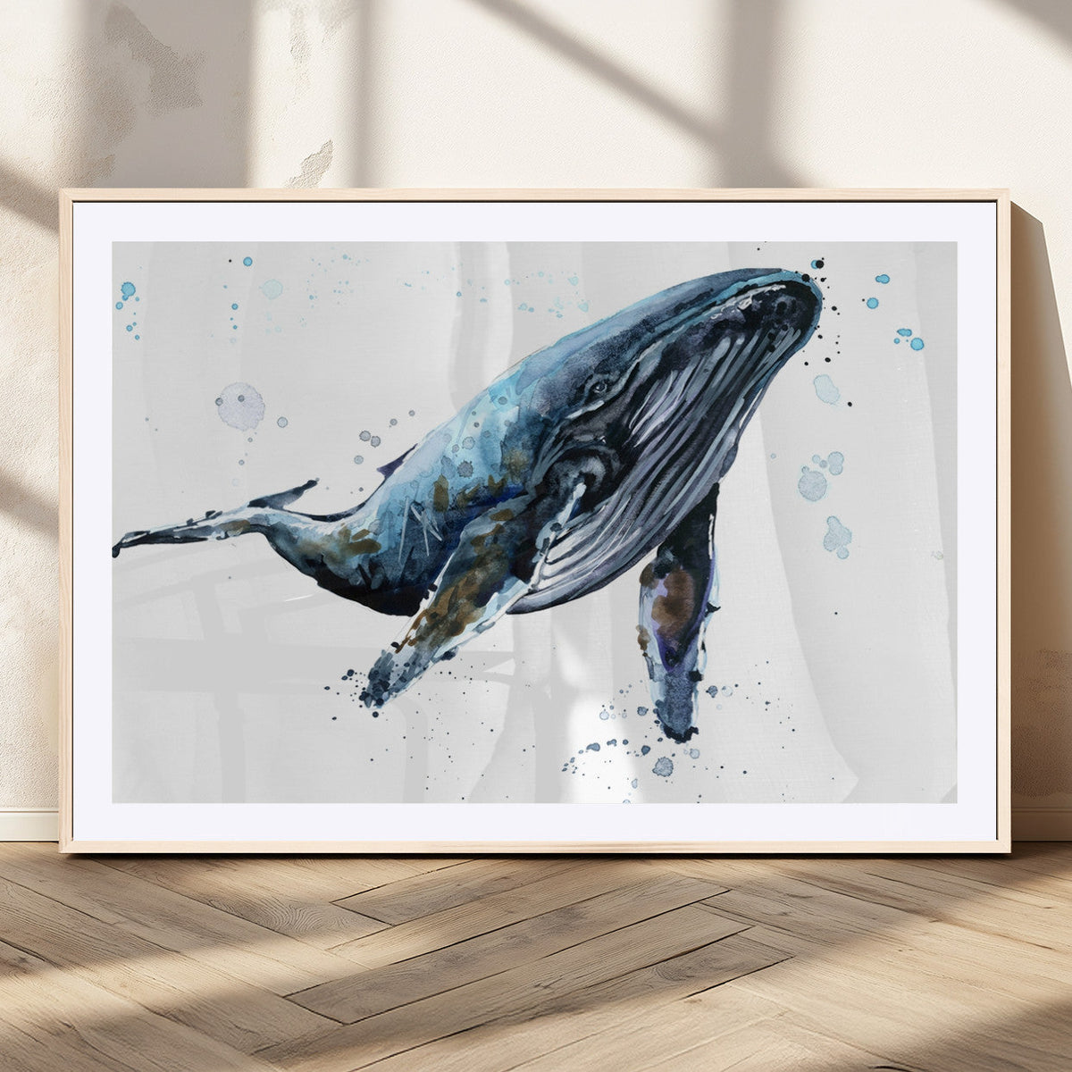 Watercolor Whale Wall Art Canvas Print