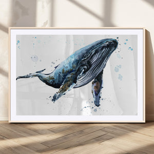 Watercolor Whale Wall Art Canvas Print