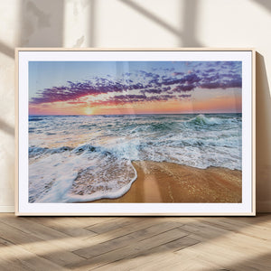 Coastal Sunset Art Beach Canvas Wall Art Print | Ocean Waves
