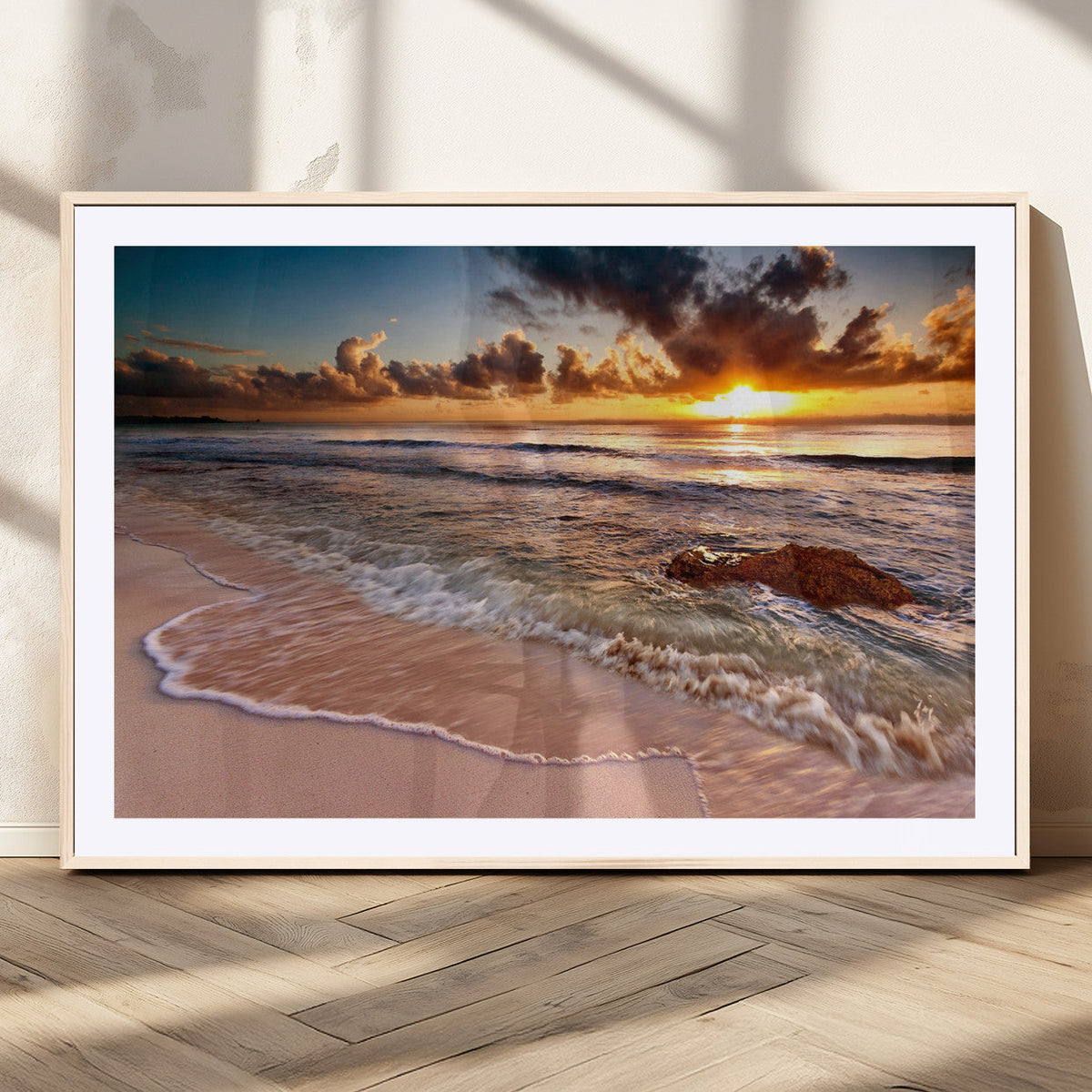 Sunset on Ocean Wall Art Canvas Print