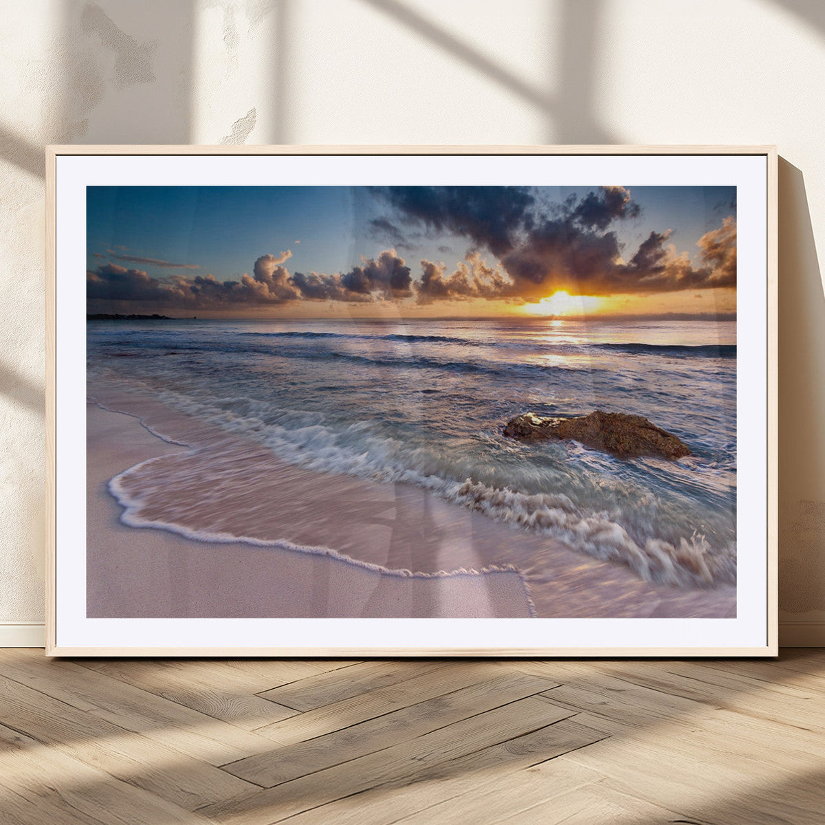 Sea Ocean Sunset Beach Wall Art Canvas Print