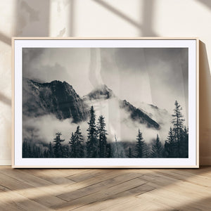 Large Foggy Mountain Forest Wall Art Canvas Print | Misty