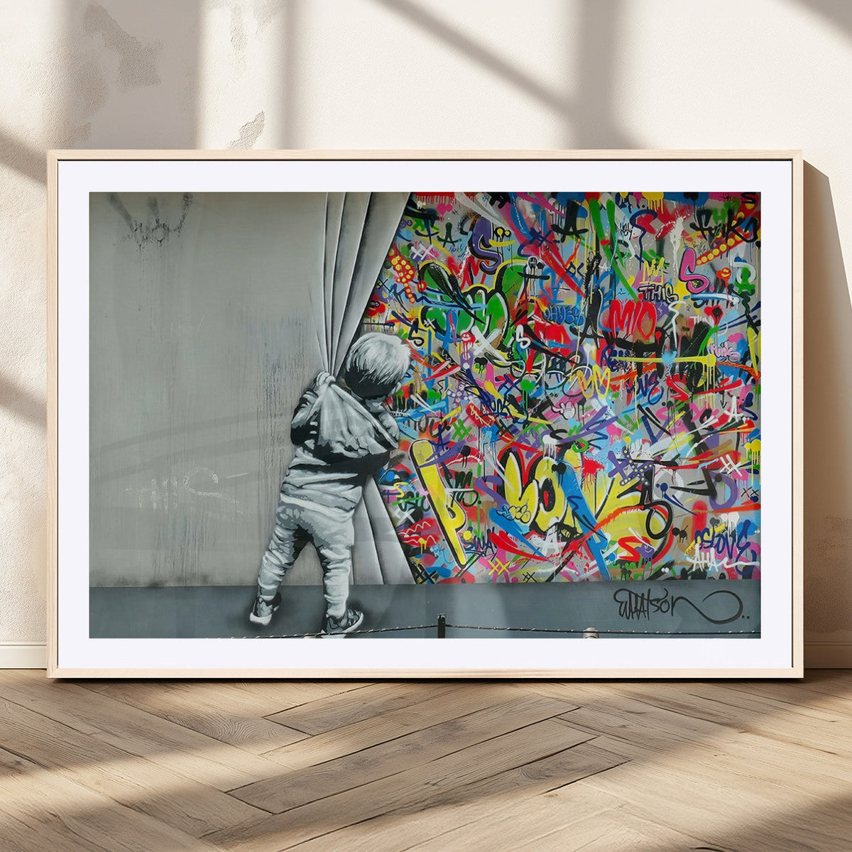 Banksy Colorful Street Graffiti Canvas Wall Art Print,