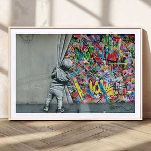 Banksy Colorful Street Graffiti Canvas Wall Art Print,