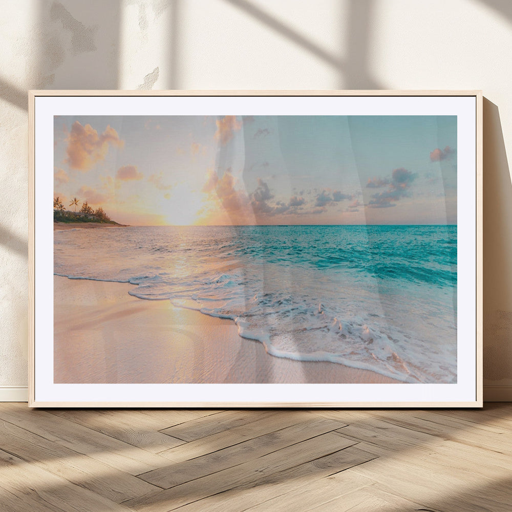 Beach Sunrise Wall Art, Coastal Seascape Canvas Print, Ocean
