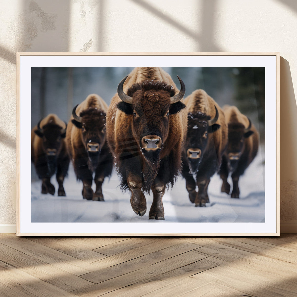 Buffalo Wall Art Canvas Print, American Bison Herd Wall Art