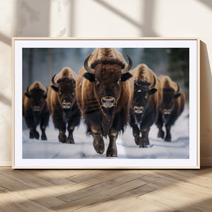 Buffalo Wall Art Canvas Print, American Bison Herd Wall Art