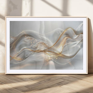 Abstract art Grey and Gold Lines Wall Art