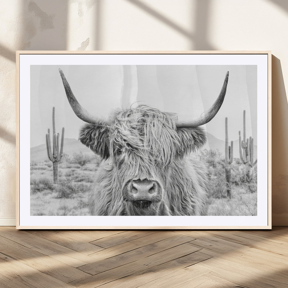 Rustic Charm | Cow Longhorn Black White Bighorn Wall Art