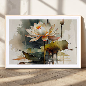 Lotus Flower Watercolor Canvas Print – A Symbol of Serenity