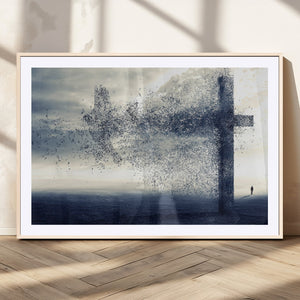 Jesus and the Fading Cross Wall Art Print – Symbol of Faith,