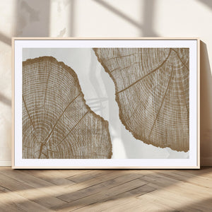 Rustic Brown Tree Ring Wall Art Canvas Print – Framed and