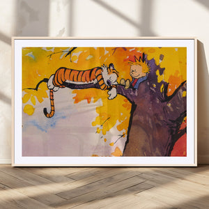 Calvin and Hobbes Tree Scene Canvas Print | 3 Panel Large