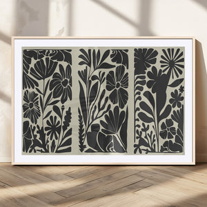 Modern Botanical Wall Art - Floral Black and White Canvas
