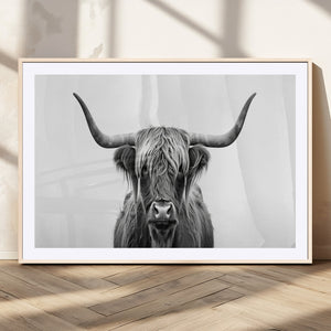 Highland Wall Art Canvas Print – Minimalist Black and White