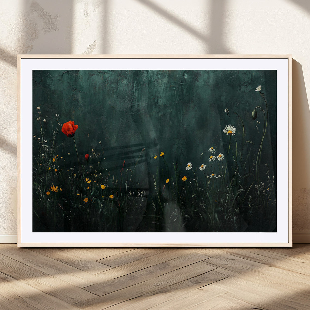 Wildflower Field Framed Wall Art, Vintage Botanical