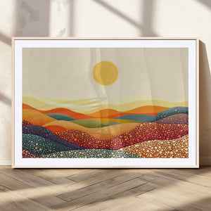 YAYOI KUSAMA Colorful Dot Art Landscape Canvas - Framed