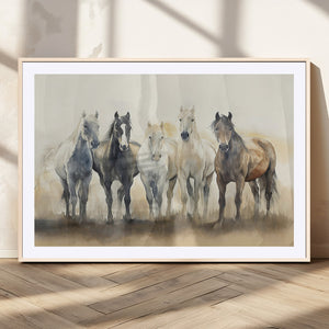 Wild Horses Wall Art Canvas Print, Framed Running Horses Art