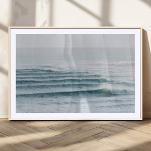Ocean Waves Wall Art Canvas Print – Framed Surfer Lineup
