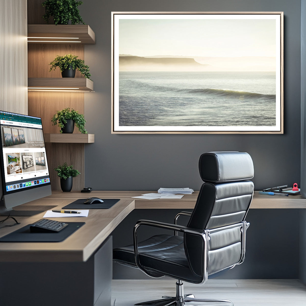 Coastal Cliffs Wall Art Canvas Print – Misty Ocean Seascape