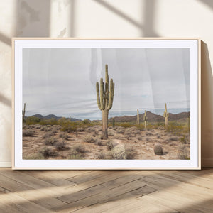 Saguaro Cactus Wall Art – Framed Desert Canvas Artwork,