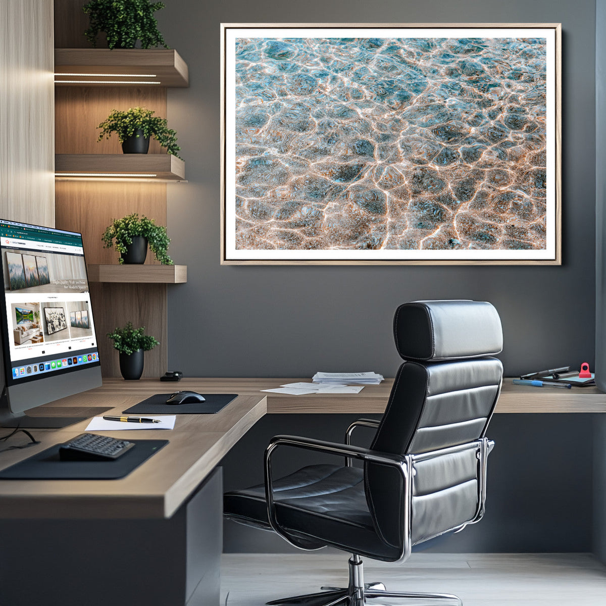 Clear Water Wall Art Canvas Print – Framed Sunlit Ocean