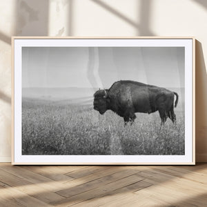 Bison Wall Art Canvas Print – Framed Rustic Wildlife Scene