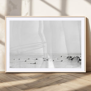 Monochrome Swimming Wall Art Canvas Print – Framed Ocean