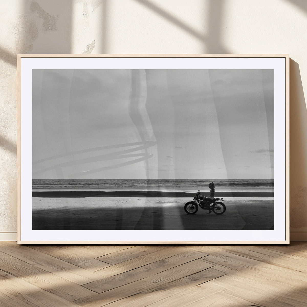 Motorcycle Beach Wall Art Canvas Print – Framed Vintage