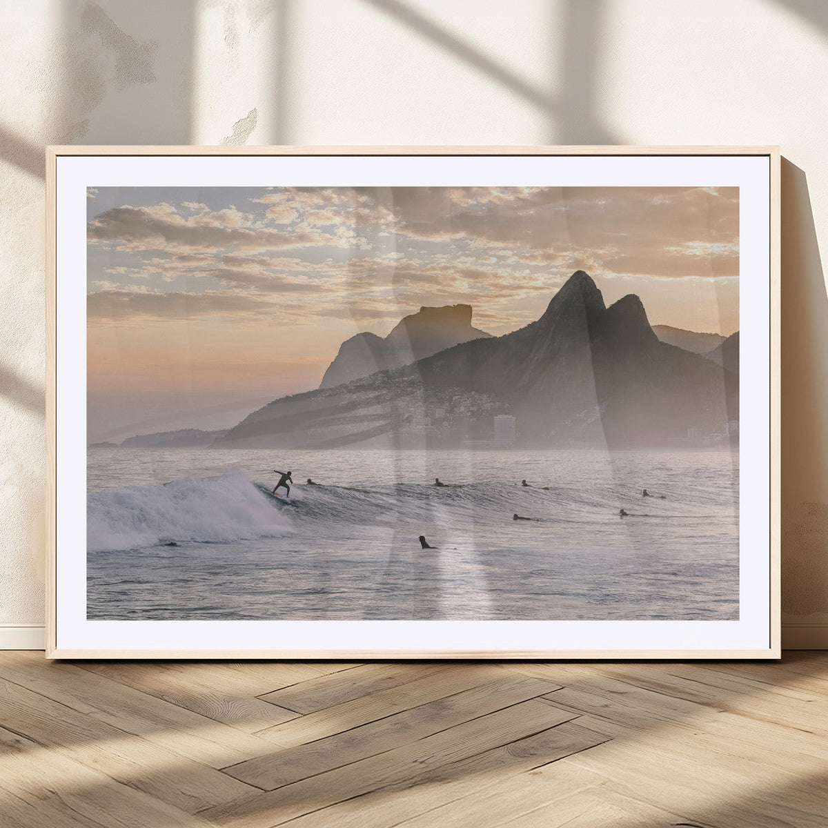 Sunset Surfing Wall Art Canvas Print – Framed Misty