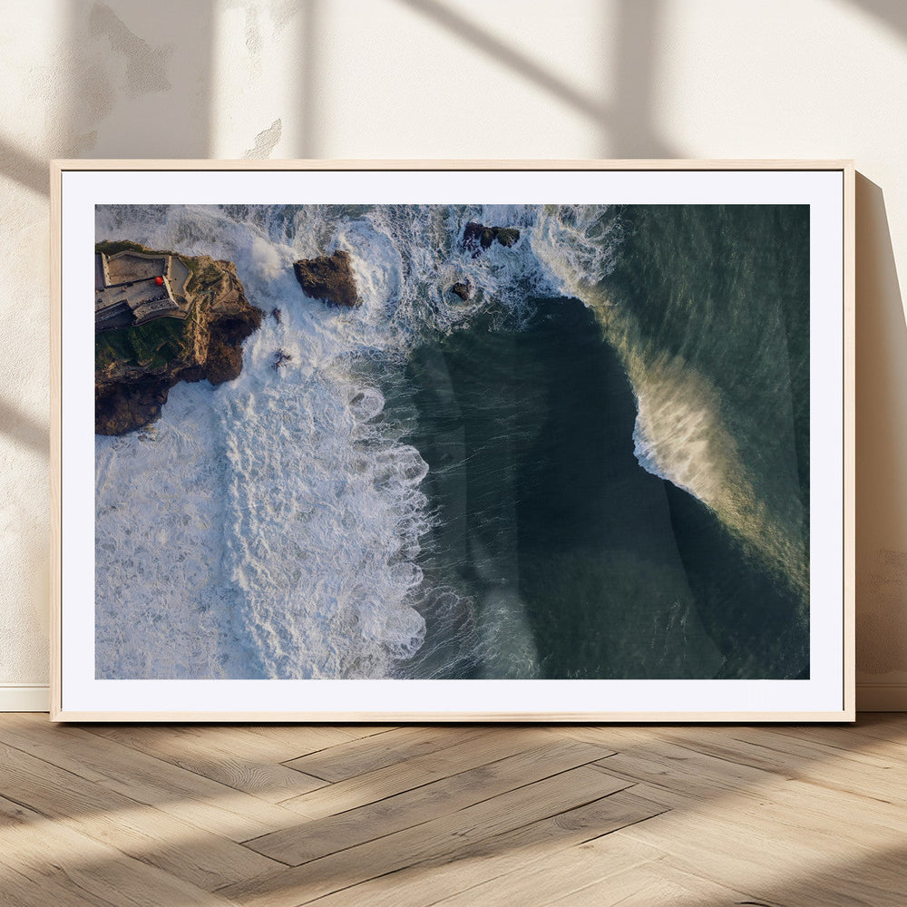 Nazare Coast Wall Art Canvas Print – Framed Aerial Ocean Art