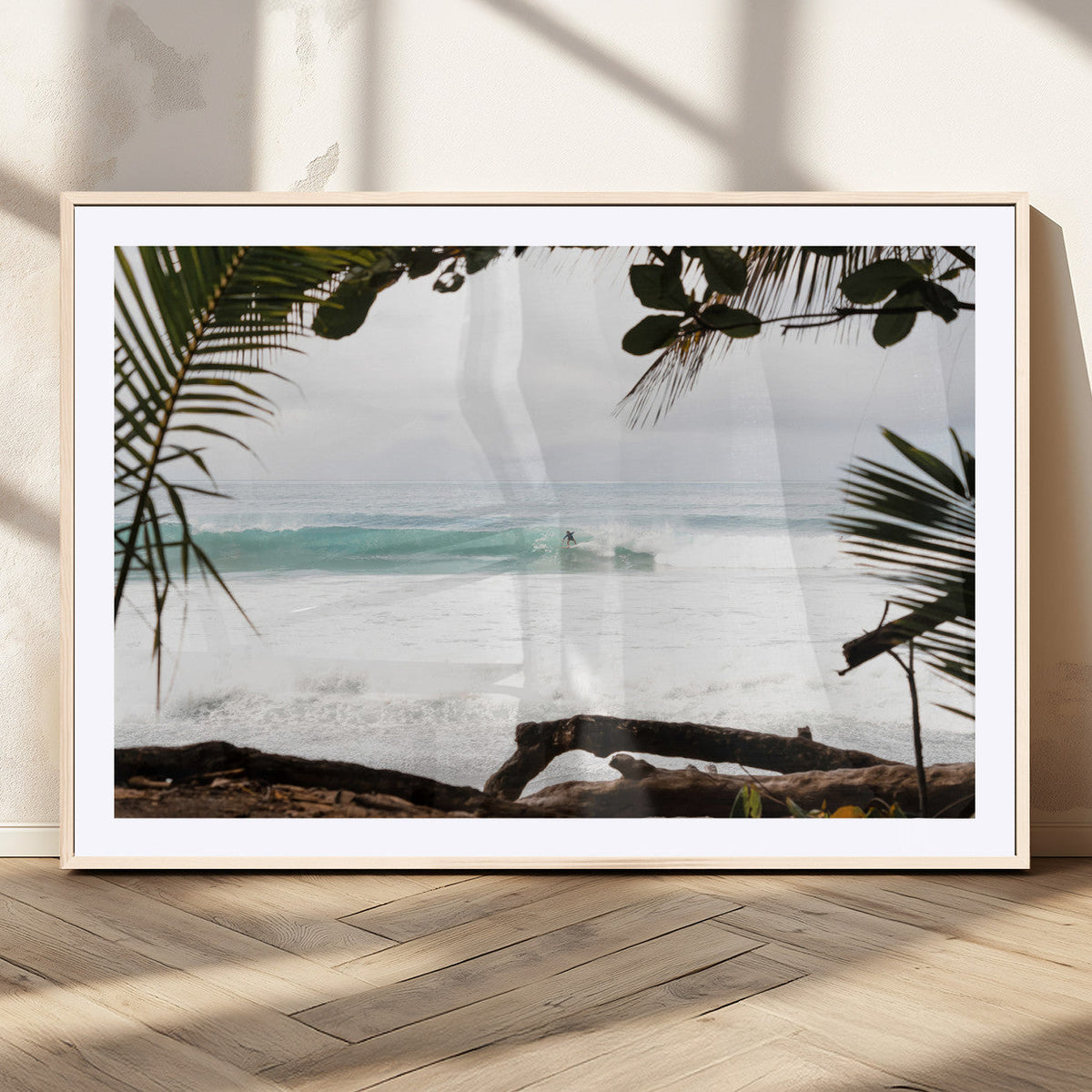 Tropical Surf Wall Art Canvas Print – Framed Palm Tree View