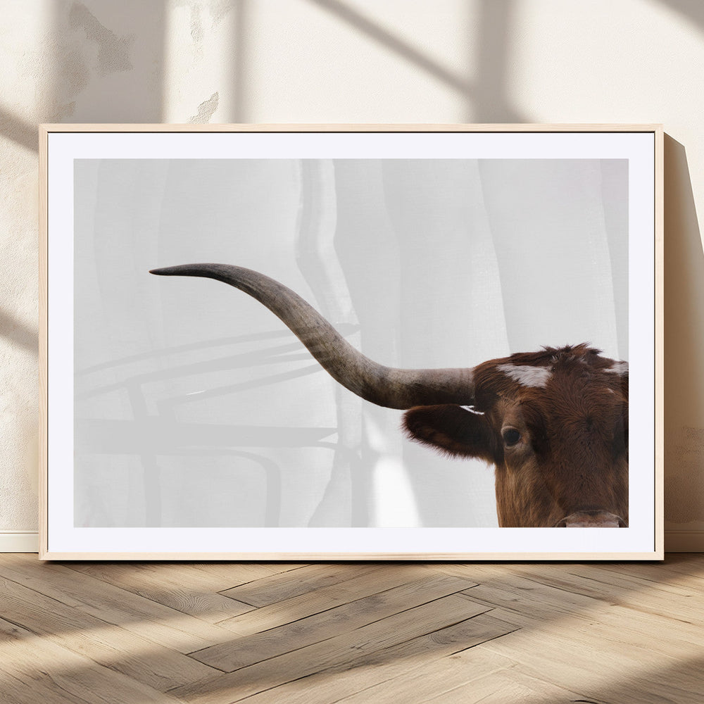 Texas Longhorn Wall Art Canvas Print – Framed Minimalist Cow