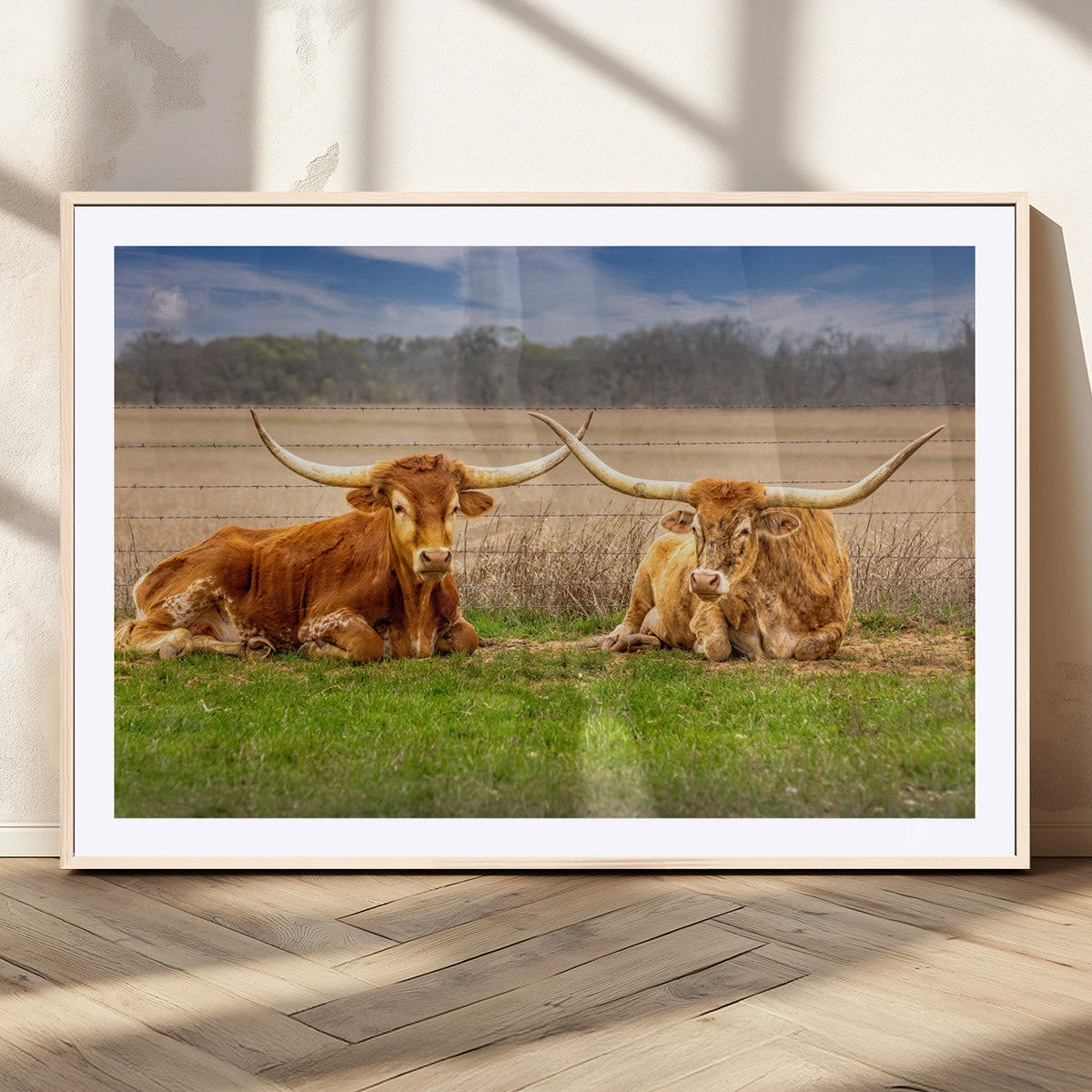 Longhorn Wall Art Canvas Print – Framed Cozy Ranch Vibes