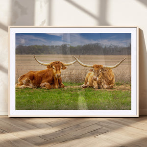 Longhorn Wall Art Canvas Print – Framed Cozy Ranch Vibes