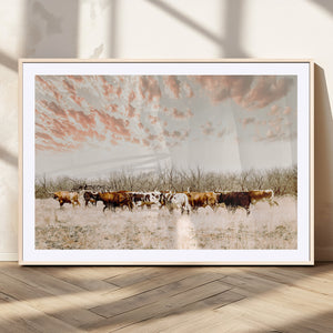 Cow Herd Wall Art Canvas Print – Framed Farmhouse Cattle