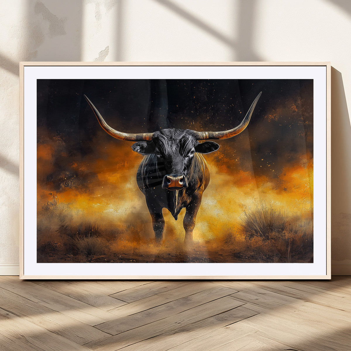 Longhorn Canvas Wall Art Canvas Print – Framed Bold Bull