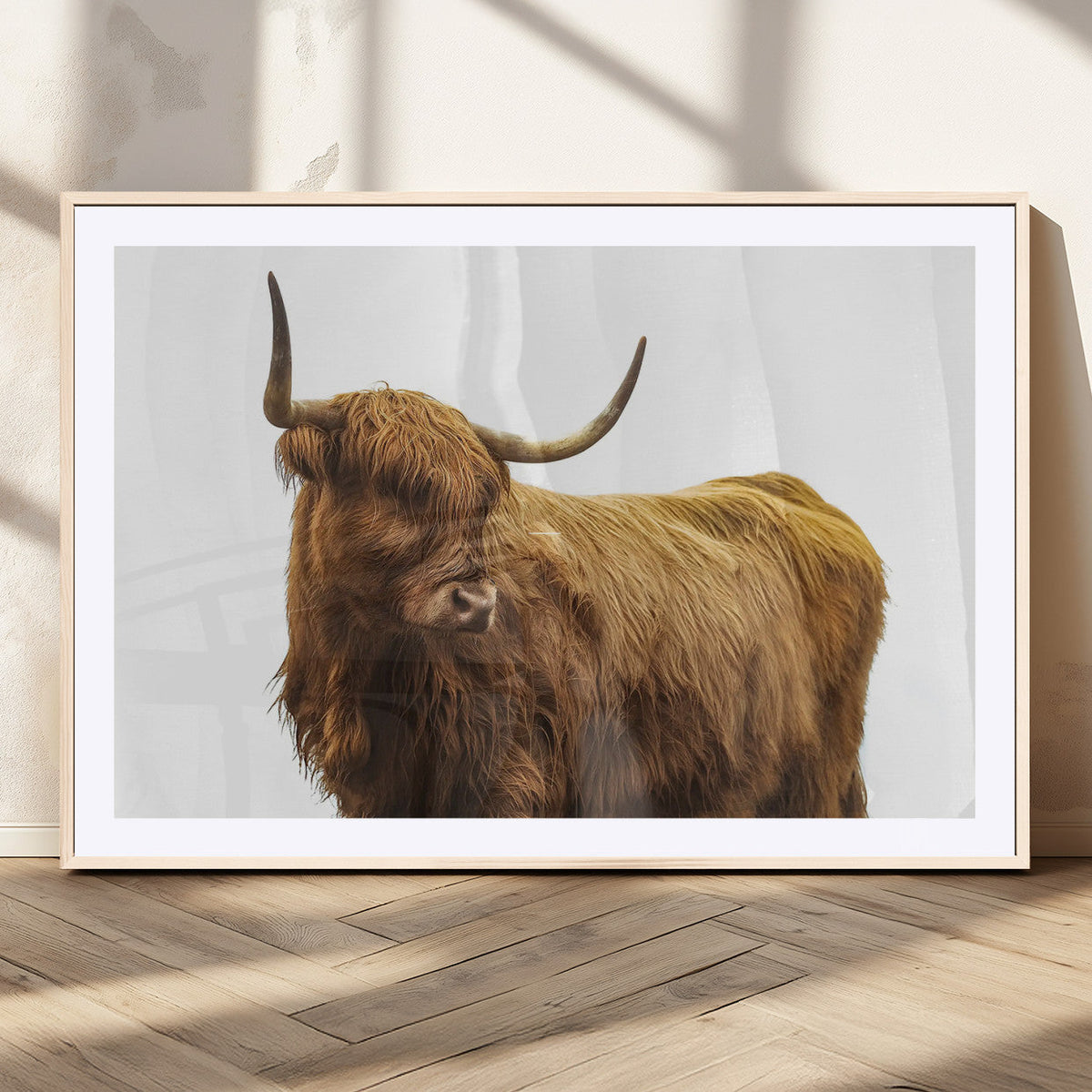 Highland Cow Wall Art Canvas Print – Framed Farmhouse Wall