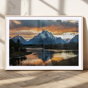 Mountain Sunset Wall Art Canvas Print – Framed Alpine