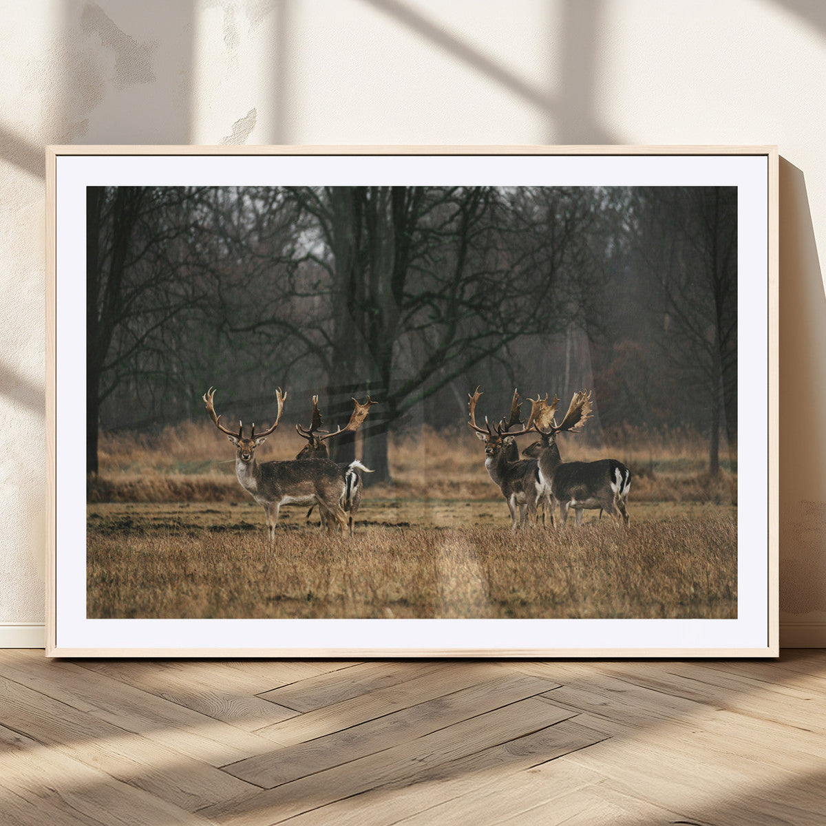 Deer Wall Art Canvas Print – Framed Rustic Wildlife Stags