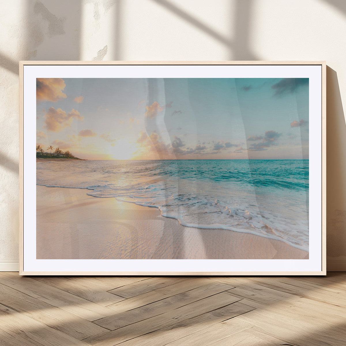 Beach Sunset Wall Art Canvas Print – Framed Ocean Waves