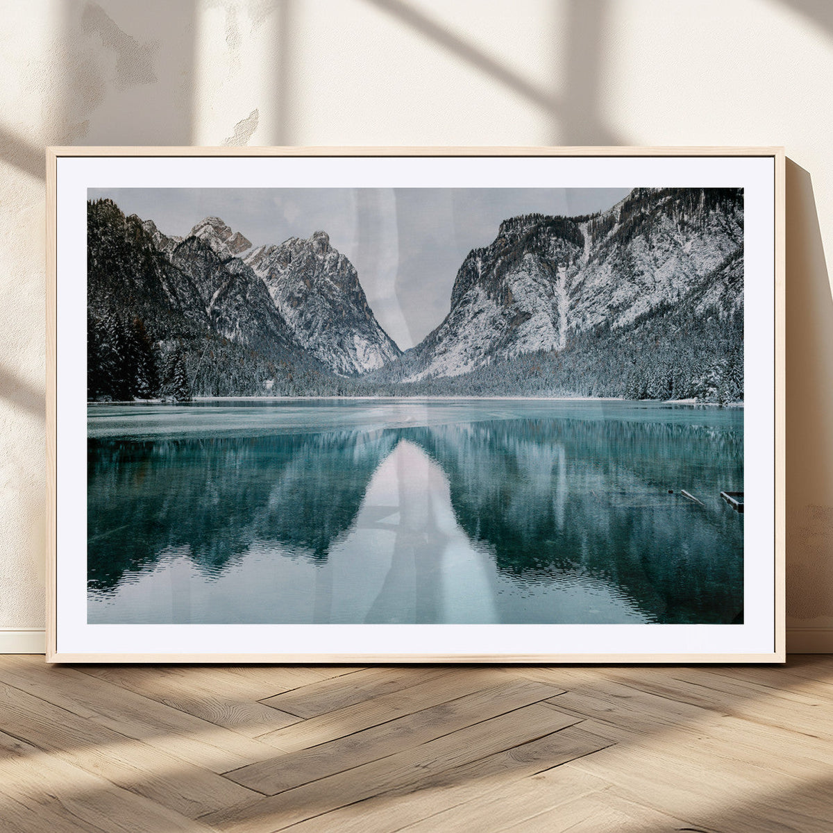 Mountain Lake Wall Art Canvas Print – Framed Toblacher See