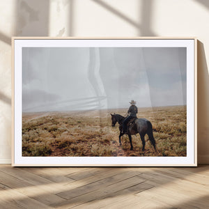 Cowboy Wall Art Canvas Print – Framed Western Ranch Scene