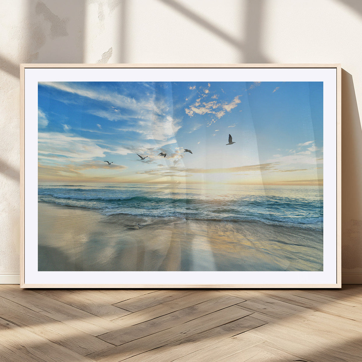Minimalist Seaside Wall Art Canvas Print – Morning Glow