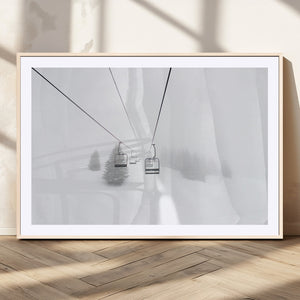 Ski Lift Wall Art Canvas Print – Snowy Alpine Landscape