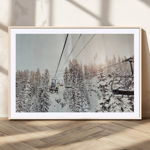 Frosty Pines Wall Art Canvas Print – Framed Cozy Cabin Ski