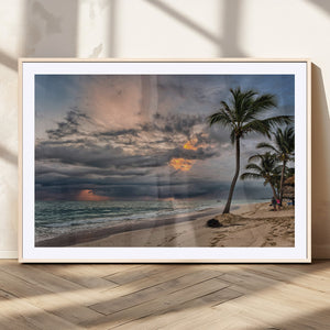 Tropical Storm Wall Art Canvas Print – Framed Moody Beach