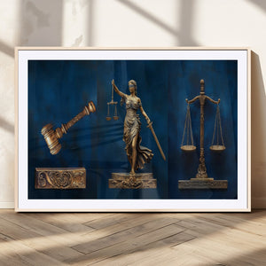 Lady Justice Wall Art Canvas Print – Elegant Gold Legal
