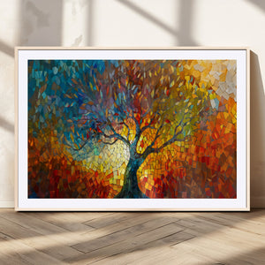 Yggdrasil Tree of Life Mosaic Stained Glass Wall Art, Tree